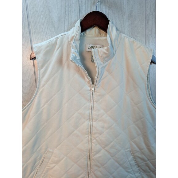 Orvis Quilted Vest Cream Pockets Zip Size XL Full Zip Adjustable Sides - Picture 2 of 6